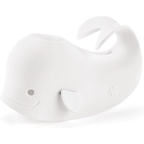 Skip Hop® Baby Bath Spout Cover, Bathtub Faucet Cover with Soft Rubbery Material, Dishwasher-Safe, Easy-to-Adjust Straps and Tail Hook for Hanging, Fits Most Tub Spouts, MOBY®, White