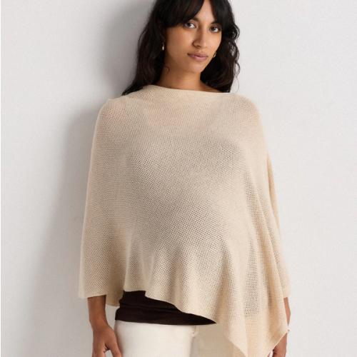 Lightweight Cotton Cashmere Nursing Shawl in Heather Oatmeal