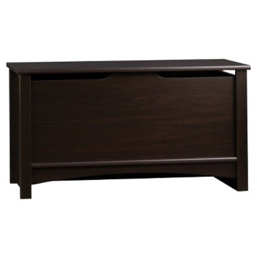 Shoal Creek Storage Chest with Lid Stay Safety - Jamocha Wood - Sauder