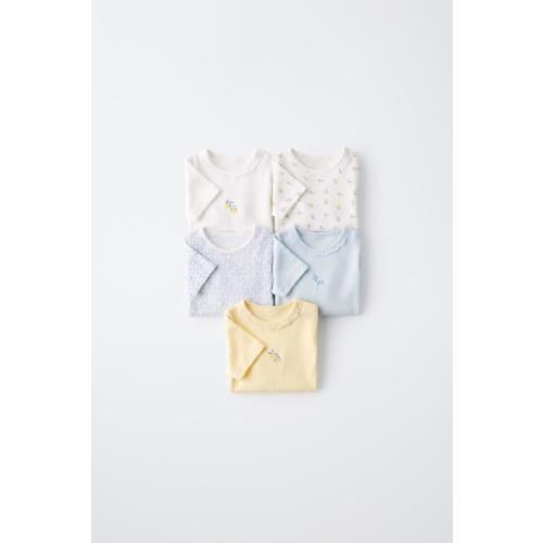 FIVE-PACK LEMON SHORT SLEEVE BODYSUITS - Blue / White | ZARA United States