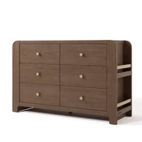 Read-with-Me Hazelnut with Driftwood 6 Drawer 52.01 in. Wide Dresser