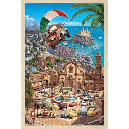 Trends International Disney Pixar Cars 2 - Triptych 3 Wall Poster, 22.4L x 14.7W, Blonde Framed Version