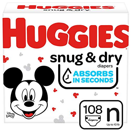 Huggies Snug & Dry Baby Diapers, Size Newborn, 108 Ct
