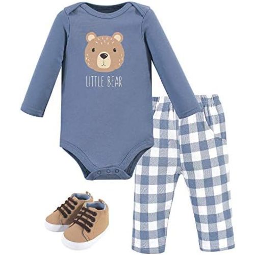 Hudson Baby Baby Cotton Bodysuit, Pant and Shoe Set