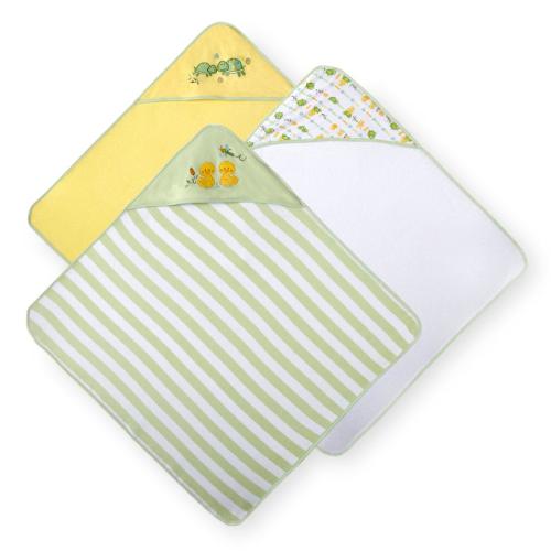 Koala Baby Neutral 3 Pack Green Turtle/Duck Hooded Towel Set