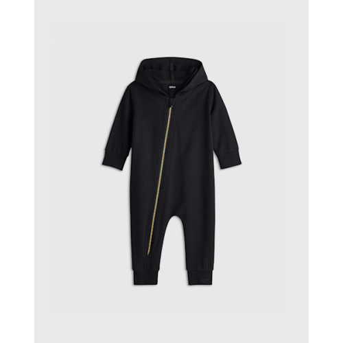 Organic Cotton Hooded Romper | Black (6-9 Months)