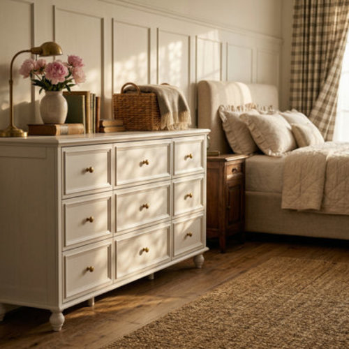 Canora Grey Classic Elegance 9-Drawer Dresser With Brass Knob Handles - Timeless & Reviews | Wayfair