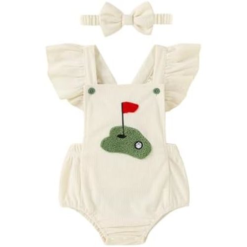 GEMLON Newborn Girl Clothes Ruffled Sleeveless Embroidery Romper 0-18M