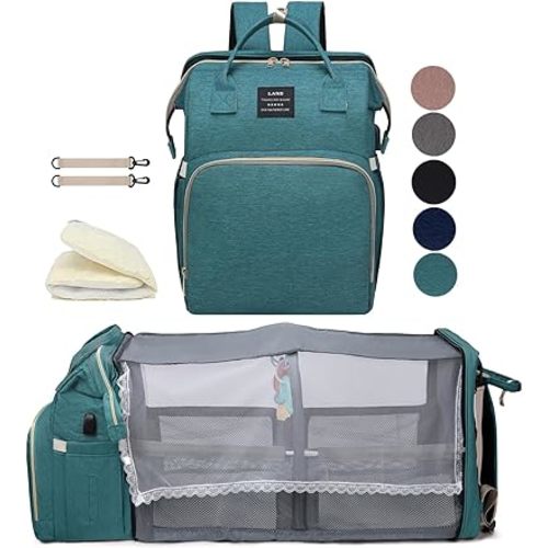 houscly Green Diaper Bag Backpack for Mom: Baby Bags for Boys Girls Toddler Women Men Large Back Pack Diapers Bag Big Travel Pañaleras Modernas Para Bebe Niña Unisex Newborn Essential Baby Registry