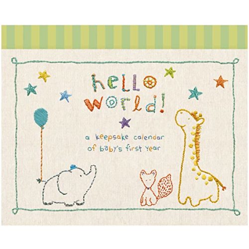 C.R. Gibson Animals 'Hello World' Baby Calendar Baby First Year Tracker, 11'' W x 18'' H