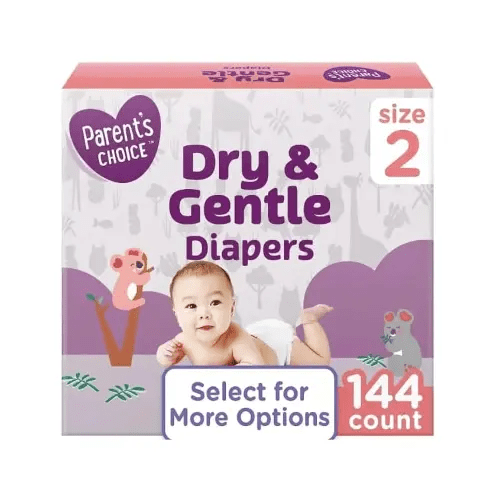 Parent's Choice Dry & Gentle Diapers, Size 2, 144 Count