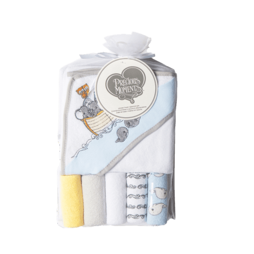 Precious Moments Grey Noah's Ark Hooded Towel and Wash Cloth Set