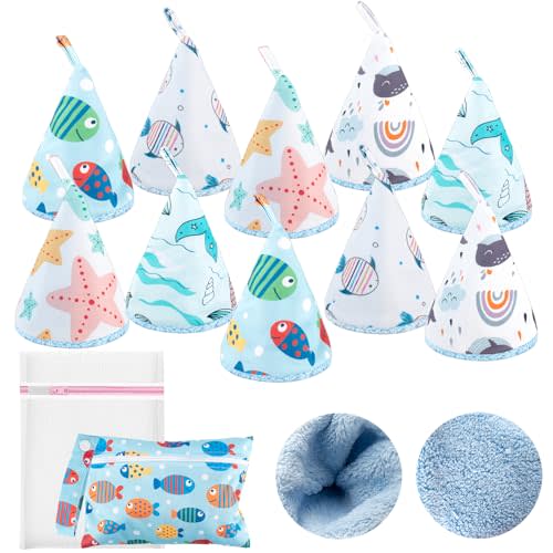 10 Pcs Coral Velvet Peepeeteepe Baby Boy with Storage Bag & Laundry Bag, Strong Water Absorption Pee Peep Teepee for Baby Boy, Reusable Pee Covers for New Parents Gift