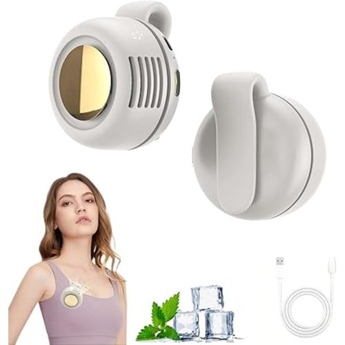 Portable Silent Mini Bladeless Fan Clip On,2025 Upgrade Adjustable 3-Speed Suspended Fans for Waist Neck,Whirlwind Bladeless Fan for Outdoor & Travel & Office, Travel Accessories(White)