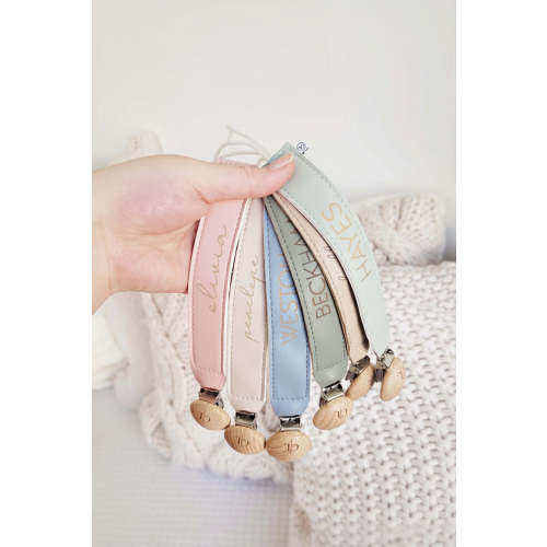 Personalized Leather Pacifier Clip | All Colors