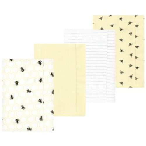 Luvable Friends Hudson Baby Flannel Burp Cloths 4pk, Golden Bees