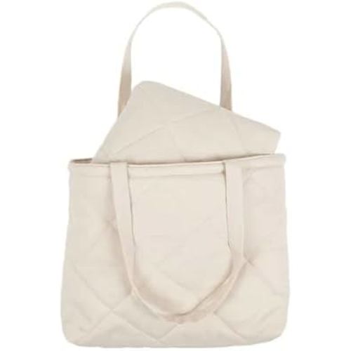 Snuggle Me® 2-in-1 Baby Play Mat - 100% Organic Cotton Baby Mat for Floor Play, Quilted, Foldable Playmat with Matching Tote Bag Included, Safety Certified & Machine Washable (37" x 37") - Natural