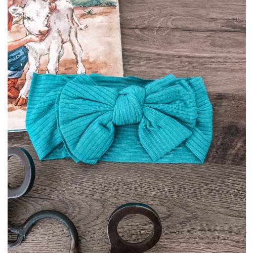 Teal Ribbed Headband Bow