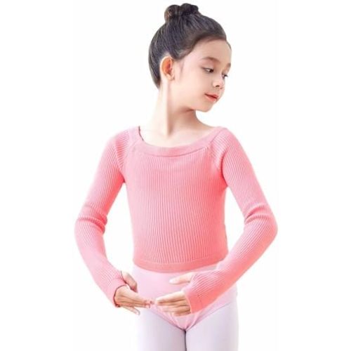 Daydance Girls Long Sleeve Dance Sweater Soft Ballet Warm Up Pullover for Leotards