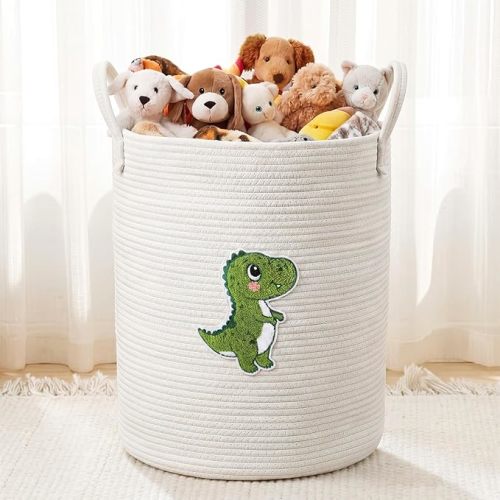 LemonRoad Macaron Heart Laundry Hamper Large Cotton Rope Storage Basket Woven Storage Bucket with Handles for Bathroom Bedroom Nursery Toy Clothes Organizer, 60 L