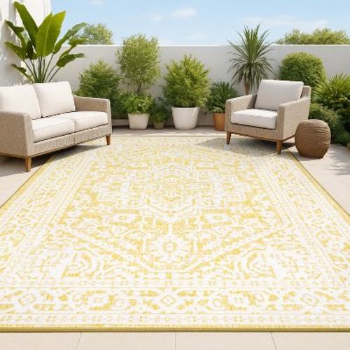 JONATHAN Y Sinjuri Medallion Textured Weave Indoor/Outdoor Area Rug
