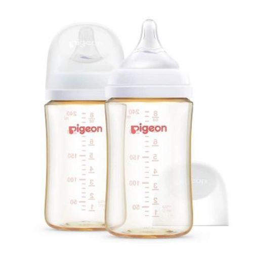 Pigeon Nurture & Nest Wide-Neck and Anti-colic PPSU BPA-Free Baby Bottles with Nipples - 8 fl oz/2pk