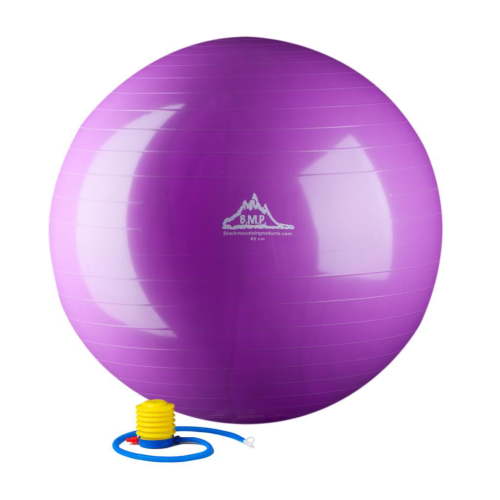 Black Mountain Products 2000lbs Static Strength Exercise Stability Ball with Pump, 65cm Purple