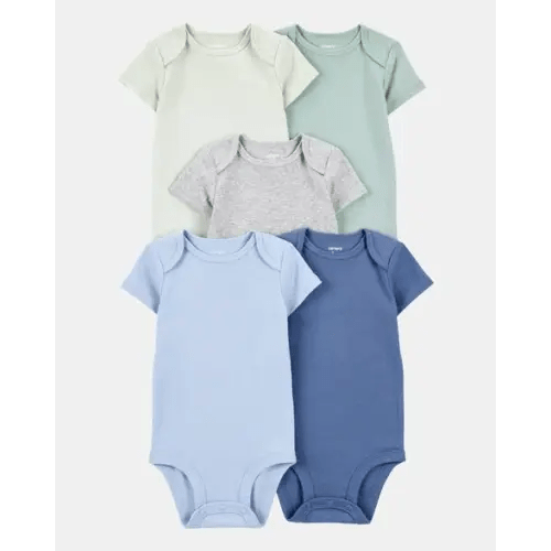 Baby Boy 5-Pack Solid Short-Sleeve Cotton Bodysuits | Carter's