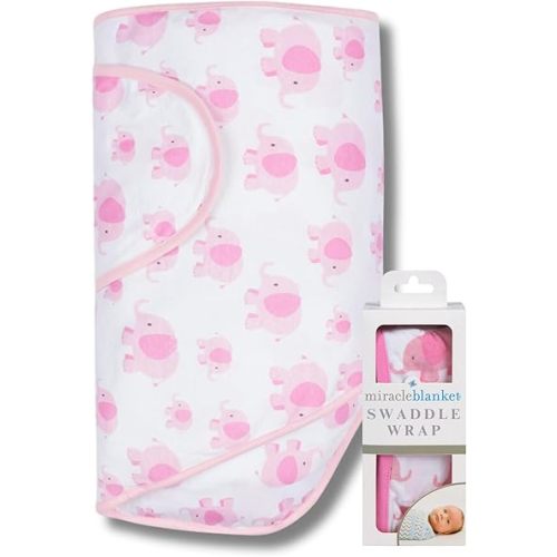 Miracle Blanket Swaddle Wrap - Boy, Girl, or Neutral Receiving Baby Blanket - Soft, Wearable Sleep Sack Essential for Newborns and Infants (Pink Elephants)
