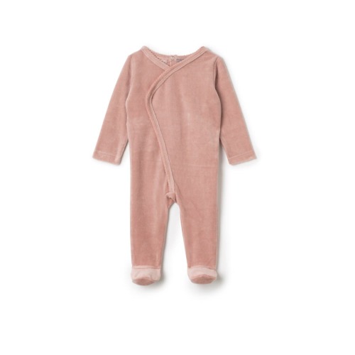 Girl Wrap Stretchie Velour Snap Closure Romper