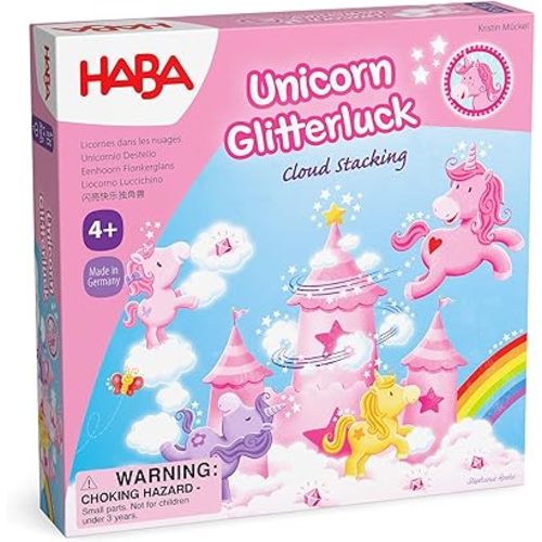 HABA Unicorn Glitterluck Cloud Stacking - Cooperative Kids Board Game - Unicorn Games and Unicorn Gifts- Ages 4+ Made in Germany