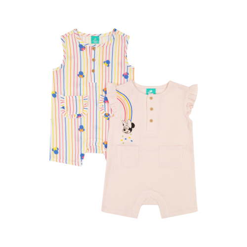 Minnie Mouse Baby Girl 2 Pack Rompers, Sizes 0/3 Months-24 Months