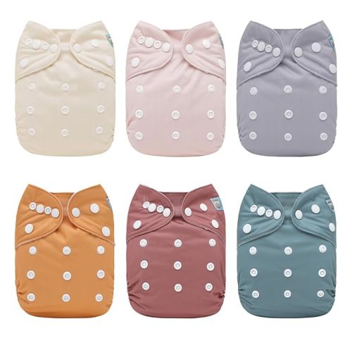 ALVABABY Baby Cloth Diaper 6 Pack with 12 Inserts One Size Cloth Diaper Covers