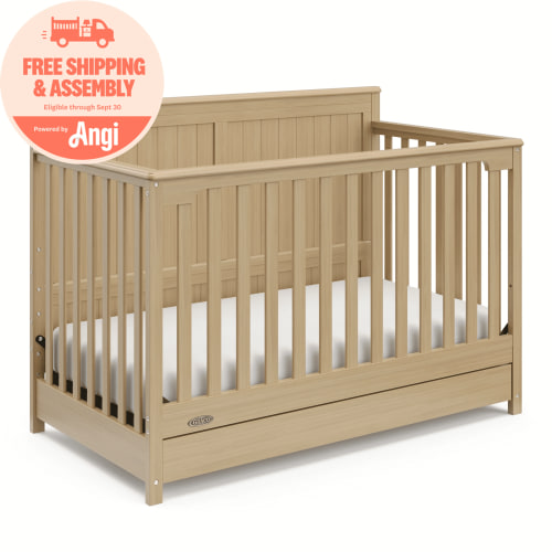Graco Hadley 5-in-1 Convertible Baby Crib with Drawer, Driftwood