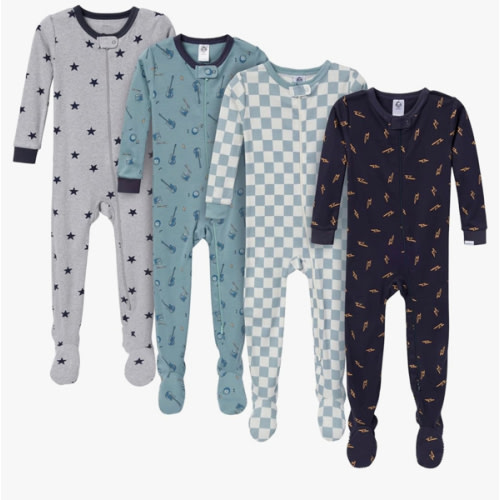Gerber baby-boys Baby-boys 4-pack Footed Pajamas