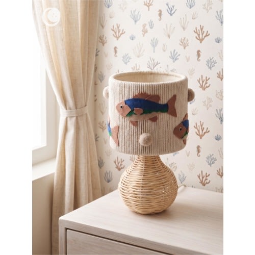 Kids Table Lamp with Fish | Nautical Nursery Night Light, Baby Room Decor for Nursery
