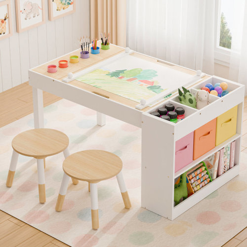 Corrigan Studio® Kids Art Table And 2 Chairs Set With Baseplates & Reviews | Wayfair