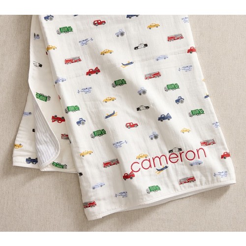 Trace Transportation Organic Cotton Muslin Oversized Blanket