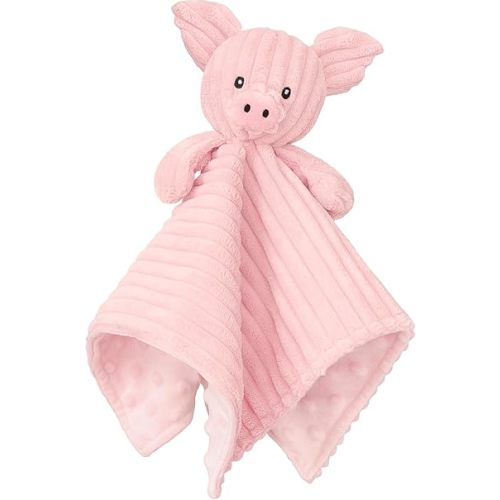 BEILIMU Baby Security Blanket, Soft Pig Lovey Blanket, Baby Snuggle Toy Newborn Stuffed Animals Shower Gifts for Boys and Girls, Pink 15 Inch