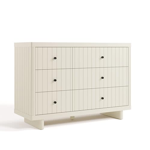 Storkcraft Kyoto 6 Drawer Dresser (Frosted Oat) - GREENGUARD Gold Certified, Nursery & Kids' Bedroom, Safety Interlocking Drawer System, & Easy Assembly with Pre-Installed Tracks