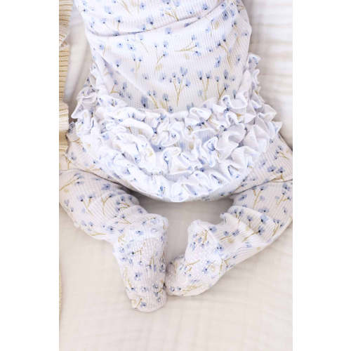 Blake's Blooms Bamboo Waffle Zipper Ruffle One-Piece Footie | Caden Lane