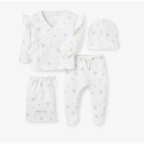 English Rose Organic Cotton 3Pc Layette Set – Elegant Baby - size NB