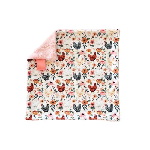 Chickens Lovey, Personalized Lovey Blanket, Rooster Security Blanket, Lovey with Name, Farm animals