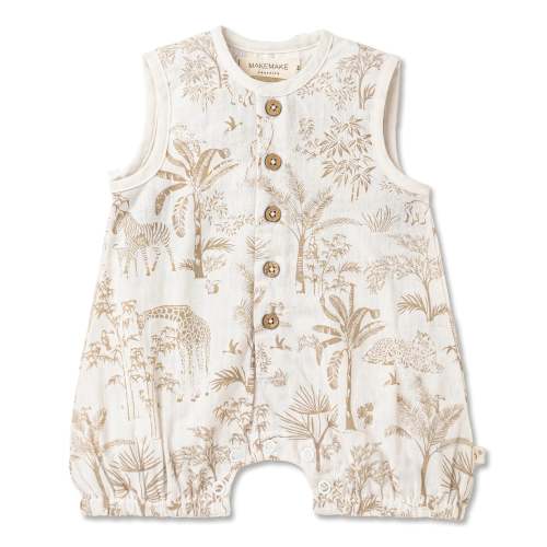 MakeMake Organics - Sleeveless Bubble Romper - Wild Tropics