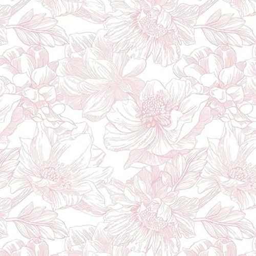 Dimoon 236"x17.3" Peel and Stick Wallpaper Floral Contact Paper Boho White Pink Flower Wallpaper Removable Wall Paper Self Adhesive Modern for Cabinets Drawers Bedroom Thicken Vinyl