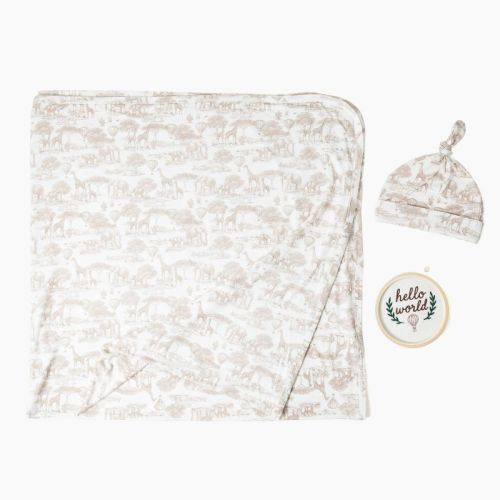 Picolette by Olivia Culpo Baby 3pc Beanie Milestone Set - Beige