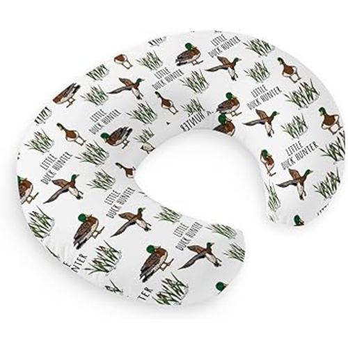 HawSkgFub Little Duck Hunter Mallard Hunting Nursing Pillow Cover for Baby Boys Girls, Wild Animal Reed Breastfeeding Pillow Slipcover, Nursing Pillowcase for Newborn Infant, Cover Only