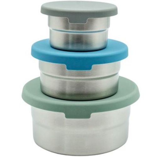 WeeSprout Stainless Steel Food Storage Containers, Leakproof Silicone Lids, BPA-Free - Set of 3 (Matte Blue/Dark Gray/Green)