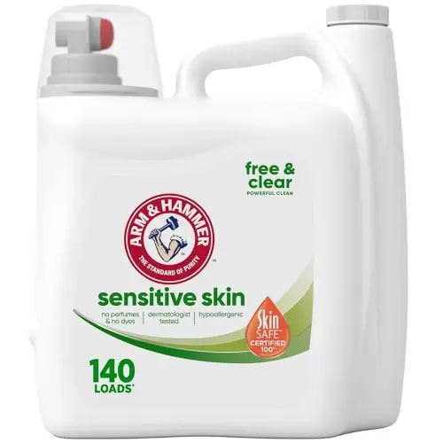 ARM & HAMMER Sensitive Skin Free Clear, 140 Loads Liquid Laundry Detergent, 140 Fl oz