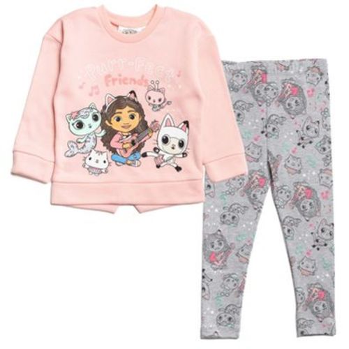Gabby's Dollhouse Pandy Paws Cakey Cat MerCat Toddler Girls Pullover Fleece Sweatshirt & Leggings Outfit Grey / Pink 4T